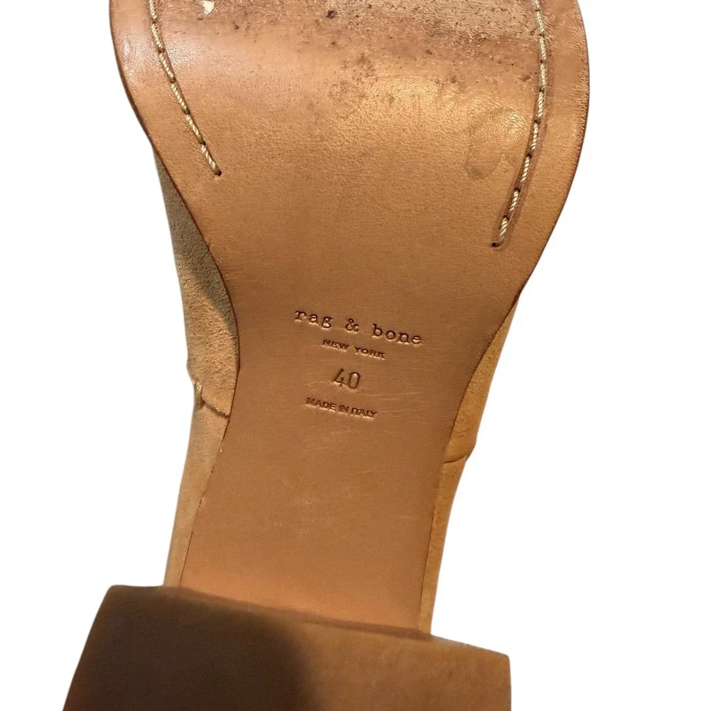 Rag & Bone Myra Suede Peep Toe Block‎ Heel Ankle Heels Tan Size 40 / 10
